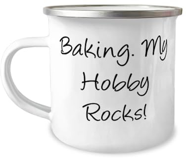 Baking. My Hobby Rocks! Baking 12oz Camper Mug, Beautiful Baking Gifts, For Men Women from Friends, Baking supplies, Baking tools, Baking pans, Baking powder, Flour, Sugar, Butter, Eggs