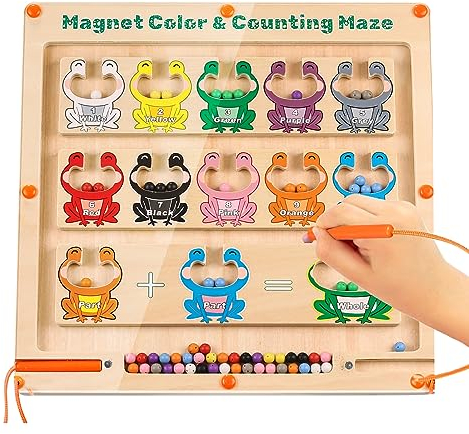 Magnetspiel Labyrinth Farben Lernen Sortierspiel frog Montessori Spielzeug Holz 3 4 5 6 7 Jahre Magnete Kinder Motorikspielzeug Geschenk Mädchen Junge