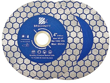 BRSCHNITT - Disco diamantato per granito, 105 mm, 2 pezzi, per smerigliatrice angolare brasata sottovuoto, per taglio a secco e a umido, per smerigliatura di porcellana, piastrelle, piastrelle di