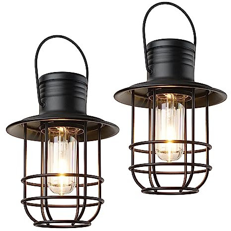 Xodus Innovations BL820-2 Battery-Operated LED Filament Style Lantern Outdoors Either Hanging or Standing , with Your Choice of 4, 6 or 8 Hour Automatic Timer