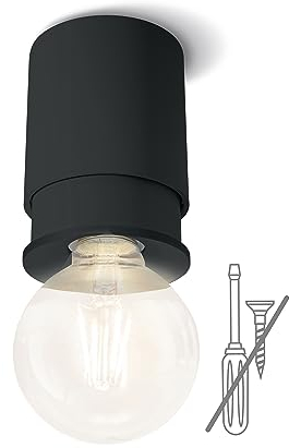 Twister Classic Deckenleuchte – Einfach zu befestigen, keine Schrauben, nur ein Haken, patentgeschützt, E27 – Anthrazit