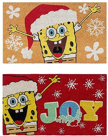 Gertmenian Spongebob 80011 Fußmatte aus Kokosfaser, ideal für stark frequentierte Bereiche vor Haustür, Garage, Eingang, 5 x 7,6 cm, Willkommensmatte (2er-Pack), 2 Stück