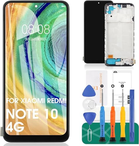TFT para Xiaomi Redmi Note 10 Pantalla LCD para Redmi Note 10s 4G Reemplazo de pantalla M2101K7BG M2101K7BG Kits de montaje de digitalizador táctil (negro, con marco)