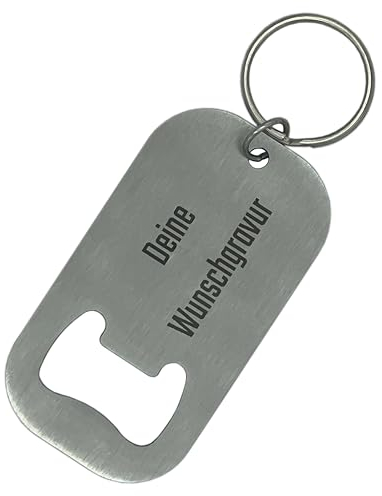 EMACES® Flaschenöffner Schlüsselanhänger aus Edelstahl mit Wunschgravur | perfekt als personalisiertes Geschenk für Männer und Frauen | Bierflaschenöffner als Schlüsselanhänger (Groß)