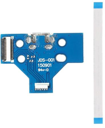 FPC JDS-001 | JDM-001 Micro USB Power Charger Port PCB Module & 14 Pin Flex Ribbon, Compatible with Sony Playstation 4 (PS4) controllers