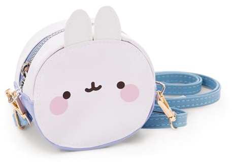 NICI Täschchen MOLANG mit längenverstellbarem Tragegurt 10x10x6cm weiß - Umhängetasche in Weiß mit Molang-Gesicht und Ohren, Mini-Tasche mit Reisverschluß