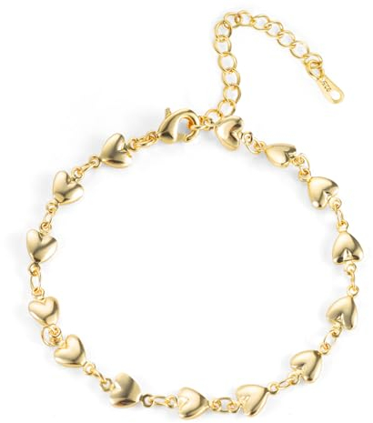 ALEXCRAFT Armband Damen Gold Herz Armkette Valentinstag Muttertag Geburtstags Weihnachten Geschenk für Sie Frauen Freundin Mama Geschenke Schmuck Verstellbare Kette 17+5cm