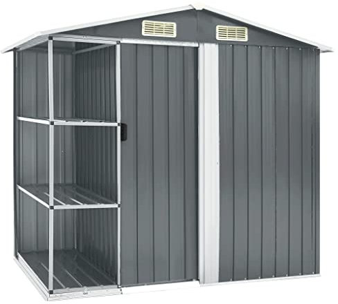 Willood Gartenhaus mit Regal Grau 205x130x183 cm Eisen