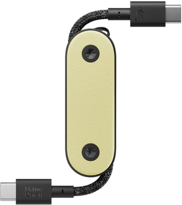 Native Union Pocket Cable 60W - Cavo di Ricarica Portatile Rinforzato Intrecciato USB-C verso USB-C - Compatibile con iPhone 16, 16 Pro, 16 Pro Max, iPad Pro, iPad Air, S24, Flip 5, Fold 5 (Limone)