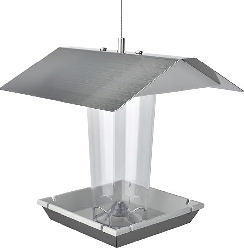 MeLiTec Vogelfutterhaus VH07 Edelstahl, hängend eckig