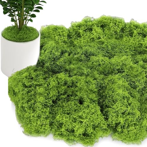 LURNODY 150g Mousse Artificielle Vert Clair, Faux Gazon Extérieur Doux et Réaliste Réutilisable, Herbe de Mousse Miniature Adaptée à la Décoration Florale, Bricolage de Pépinière