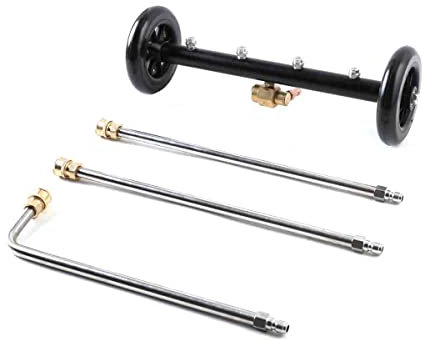 ECUTEE Unterbodenreiniger 2 in 1 Hochdruckreiniger Base with 4 nozzles, 16(40cm) Pressure Washer Wasserbesen für Unterboden Autowäsche mit 3 Verlängerungsstangen, 4000 PSI