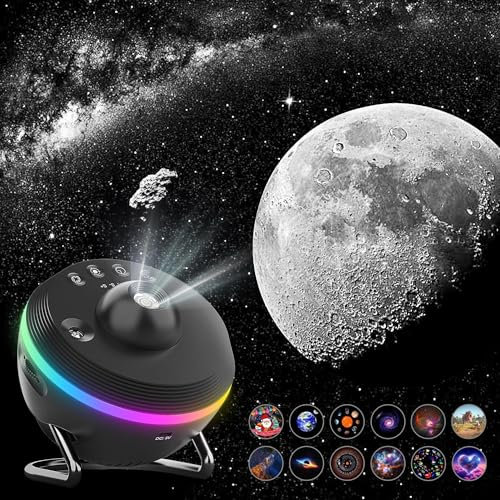 Planetarium Galaxy Projector for Bedroom, HD 13 in 1 Star Projector for Adults Kids, Galaxy Night Light with Meteor Milky Way Adjustable Knob Timer RGB Lighting, Space Lamp Room Decor for Teens