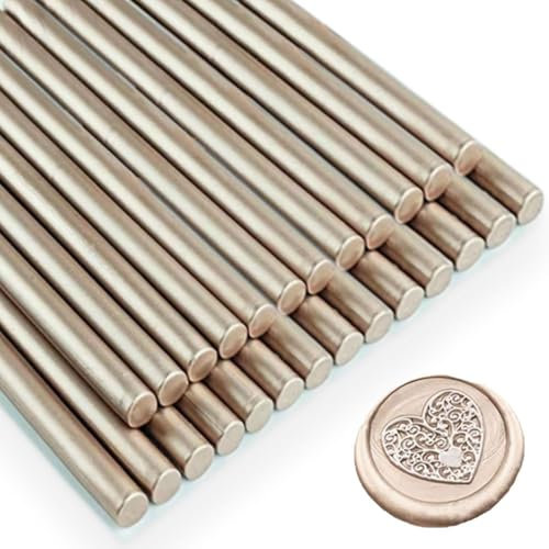 Wachsstäbe, Ioggtser 26 Stück Wachsstifte für Heißklebepistole für Wachsstempel, Wachsstifte für Heißklebepistole, für Einladungen (Champagner Gold)