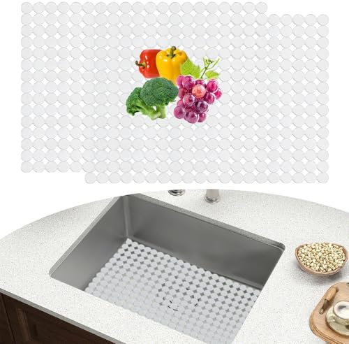GKSCXEXE Paquete de 2 protectores para fregadero de cocina, 30 x 40 cm, protector de fregadero de acero inoxidable/cerámica, tapetes de drenaje rápido para fregadero de cocina (transparente)