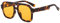 Long Keeper Retro Pilot Sonnenbrille Herren Damen 70er Vintage Sonnenbrille Pilotenbrille Eckig Klassisch Piloten Gelb Getönte Brille mit UV400 Schutz, 50MM (Leopard Rahmen - Orange Linse)