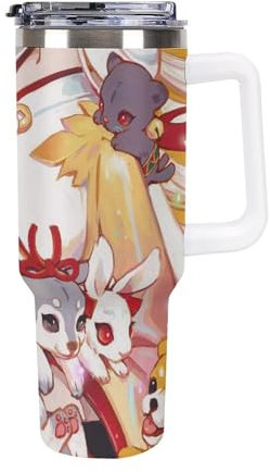 Serie Onmyoji Borraccia Termica Stanley Con Cannuccia - Perfetta Per Mantenere Le Bevande Alla Temperatura Desiderata 40oz