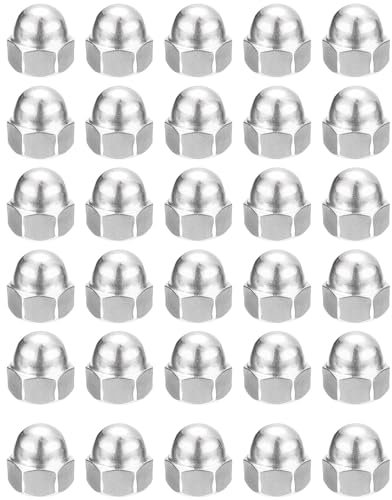 Fleymu Dadi cappuccio M10 (DIN 1587),30 pezzi Dado a cappuccio in Acciaio Inox A2 V2A, Esagonali Dadi Cappuccio in Acciaio Inossidabile per Viti, Barre Filettate e Bulloni Filettati
