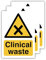14,8CM X 21CM Pack of 3 Self Adhesive Clinical Waste Warning Vinyl Stickers, Clinical Waste Label Sign for Bin Signage a5 Size