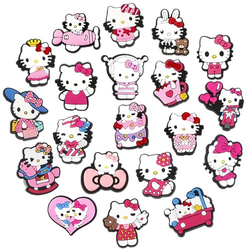 20pcs Shoe Charms for Kids,Kity Croc Charms, Waterproof Anime Decoration Charm, DIY Shoe Accessories Charm for kids Party Favors