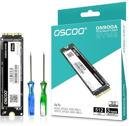 OSCOO 512GB NVMe SSD for MacBook - PCIe Gen3.0x4 Internal SSD, Up to 2100MB/s, Compatible with MacBook Air/Pro 2013-2017, Mac Mini 2014, iMac 2012-2018, Mac Pro 2013 - ON900A