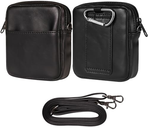 Pochette Ceinture Cuir Homme Compatible avec Samsung Galaxy Z Flip 6 5 4 3 2 1, Sac à Bandoulière Sacoche Smartphone avec Mousqueton Compatible avec Huawei P50 Pocket/Pocket S/Moto Razr 50 Ultra/Razr+