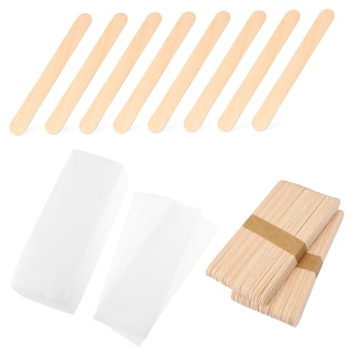 PACKOVE 200 Stück Wachspapier Wachsstäbchen und -streifen Wachsstäbchen für Weichwachs Stöcke Wachsstreifen Gesicht Gesichts- Haarwachsstift Damen wachsen Streifen hölzern