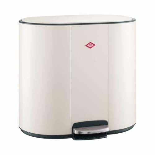 WESCO Multicollector 3 Tretabfalleimer sandmatt aus pulverbeschichtetem Stahlblech, 1 x 25 Liter und 2 x 12 Kunststoffbehälter, Metall-Fußtritt, praktischer Handgriff, Geruchsfilter, Deckelarretierung