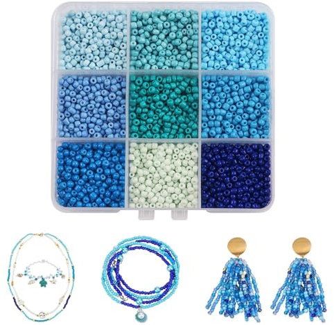 Canollo 900 Stück Perlen für Armbänder, 3mm Blau Glasperlen zum Auffädeln, Perlenkette Selber Machen Set, DIY Perlen zum Auffädeln für Schmuckherstellung, Halsketten, Ohrringe, Handwerk
