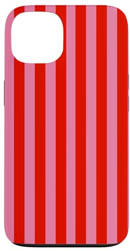 Hülle für iPhone 13 Retro Rosa und Rot gestreiftes geometrisches Streifenmuster