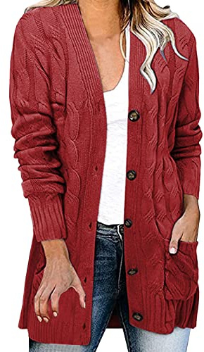 Crochet Cardigan Women, Lightweight Longline Knit Sweater, Ladies Open Front Long Sleeve Duster with Pockets
