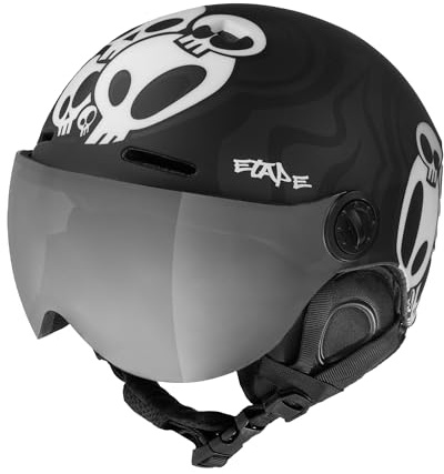Etape Unisex-Youth Ski Helmet with Visor Skihelm, schwarz-weiß matt, 55-58