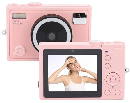 LICAEVEY 5K-Digitalkamera, 64-MP-Videokamera 1080P mit 2,8-Zoll-Touchscreen und Füll Licht, Hintere Vordere Doppel Linse Kompakte Kleine Kamera für Jungen Mädchen (Rosenate)