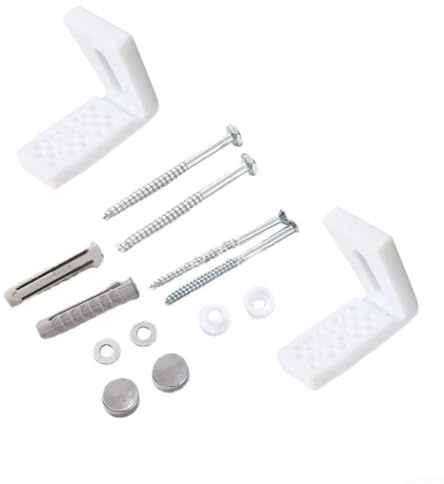 Kit di fissaggio a pavimento per WC e bidet in acciaio inossidabile con bulloni di ancoraggio a forma di L e coperchi a vite, compatibile con WC standard e lavabi a mezza colonna, set da 2 pezzi (M)