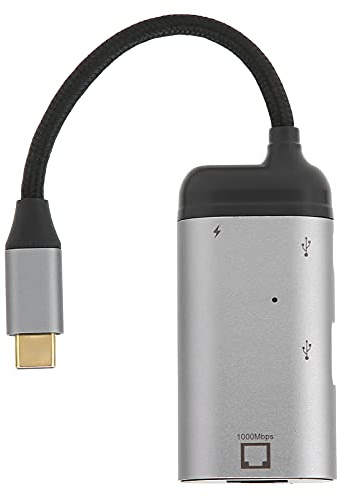 Ouitble JORINDO Ethernet-Adapter, 3-in-1-USB-C-auf-RJ45-Gigabit-LAN-Netzwerkadapter mit 65 W PD-Schnellladeanschluss, USB 2.0-Datenanschluss für Laptop, Tablet, Telefon, Android,