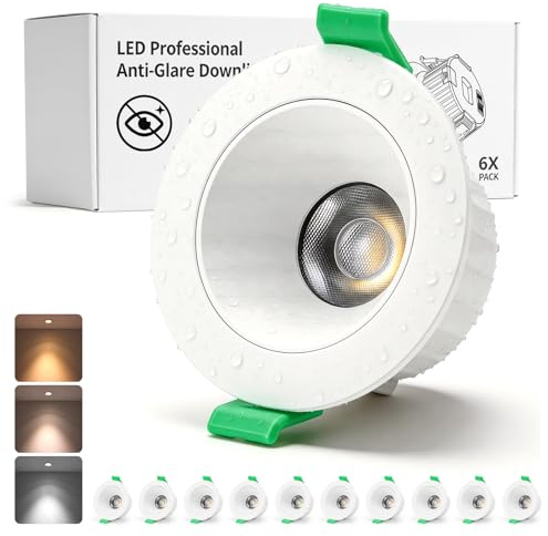 BOJIM Einbaustrahler LED Deckenspots 7W Einbauleuchten Blendfreie für Bad | 68mm - 80mm Lochmaß Flimmerfrei Spotlights Warmweiß Neutralweiß Kaltweiß IP44 Einbauspot 230V 670LM CRI 95 für Küche 10er Set