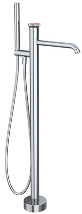Mitigeur de Baignoire avec Douchette Sur Pied Chromé Mitigeur Bain Douche Interrupteur Rotatif Robinet pour Baignoire Ilot en Cuivre