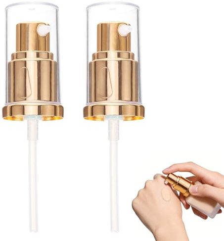 2 Pcs Replacement Foundation Pump, Replacements DW Pressure Head(Gold) | Plastic Cosmetic Liquid Foundation Make-Up Pump Replacement Tool, Ideal for Makeup and Travel