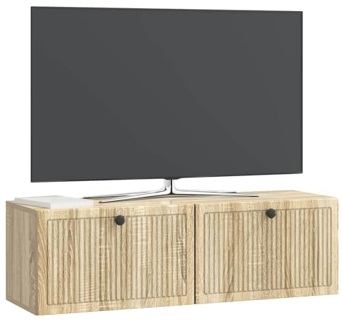 vidaXL Wandmontierter TV-Schrank Sonoma-Eiche 98 x 31 x 30 cm, Moderner Wohnraum, rechteckiger TV-Schrank, viel Stauraum, Wandmontage, kompakter Organizer fürs Zuhause