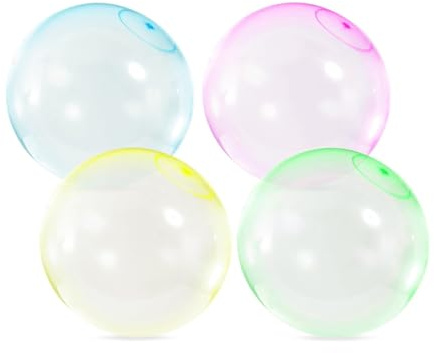 4 Stück Große Wasserblasenball Wasserball Transparenter Hüpfballon, Aufblasbare Wasserballons, Magischer Blasenball Luftballons Beach Garden Ball Soft Ball Party im Freien (Large Size)
