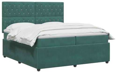 vidaXL Boxspringbett mit Matratze Dunkelgrün 200 x 200 cm Samt