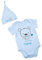 Striefchen® hellblaues Babyset mit Namen - Babybody und Babymütze -Teddybär - als Babygeschenk Größe 3-6 Monate