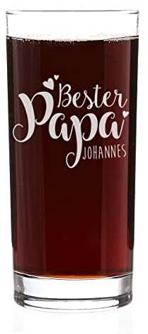 Herz & Heim® Trinkglas mit Gravur - Bester Papa - mit Wunschnamen
