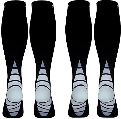 (2 Pairs)Compression Socks/Stockings for Men&Women,Speed Up Recovery BEST Graduated Athletic Fit, Black & Grey S/M(For Women 4-6.5 / For Men 4-8)2 same pair