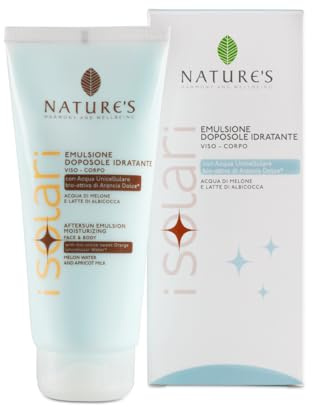 NATURE'S - I Solari Emulsione Doposole Viso Corpo con Acqua Unicellulare di Arancia Dolce, Acqua di Melone e Latte di Albicocca, Idratante e Nutriente 400ml