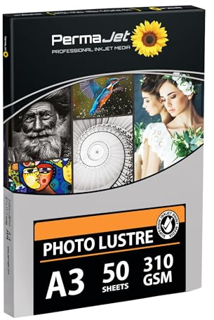 PermaJet Photo Lustre 310gsm | A3 50 Sheets | Inkjet Lustre Printer Photo Paper