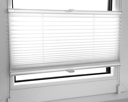 White Pleated Blinds 18 Width Sizes, Easy Fit Install Plisse Conservatory Blinds 200cm Drop (75cm Wide)