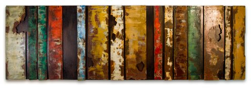 Phoenixarts Metallbild 3D Wohnzimmer - Handarbeit Industrie Design Bild versch. Motive und Gr. (3D Metallbild Colours, 120x35x4cm)