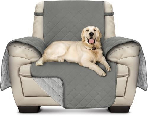 Utopia Bedding Wasserbweisend Sofa überzug 1 Sitzer rutschfeste Reversible sofabezug für heimtiere mit elastischen Gurten Sofaschoner (Grau)