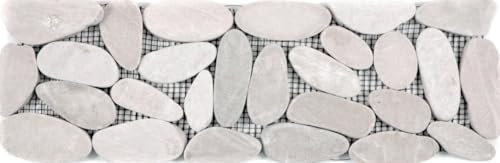 Gravier de rivière blanc crème, bordure de galets coupés crème glacée mural_f | 10 bordures